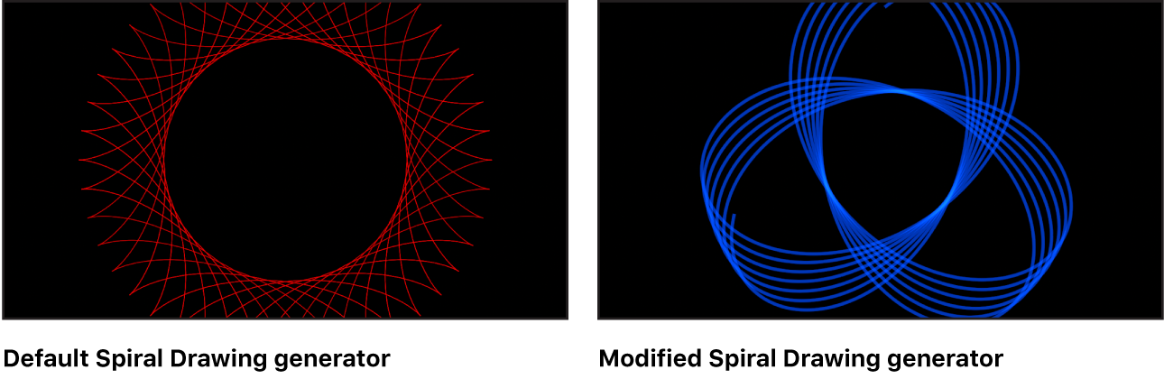 Lienzo y generador “Dibujo en espiral” con diversos ajustes