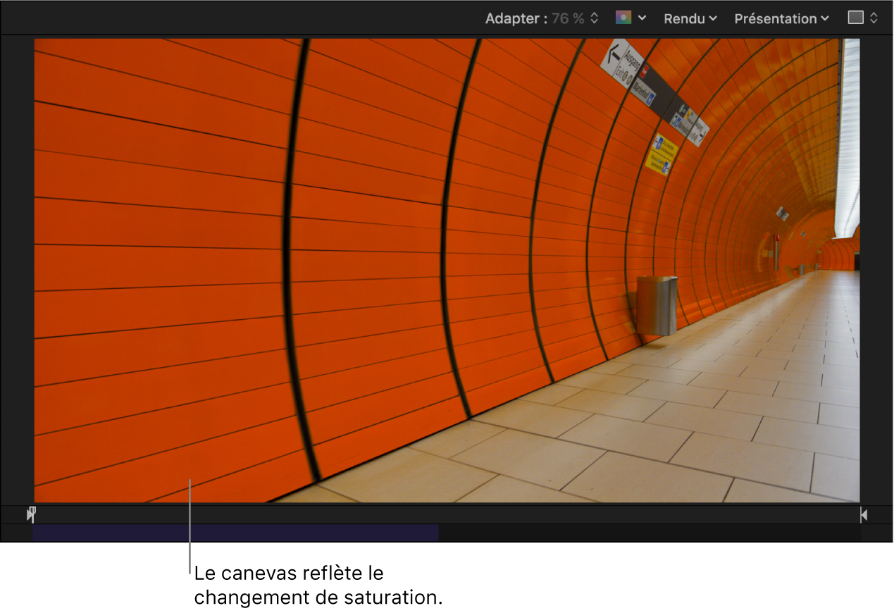 Canevas montrant la saturation changée de l’image