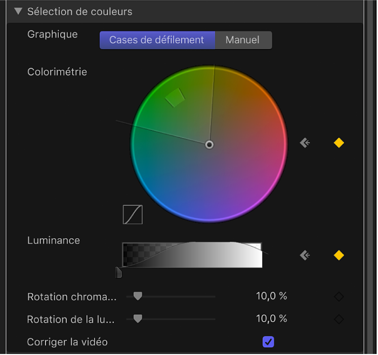 Commandes avancées du filtre Incrustateur