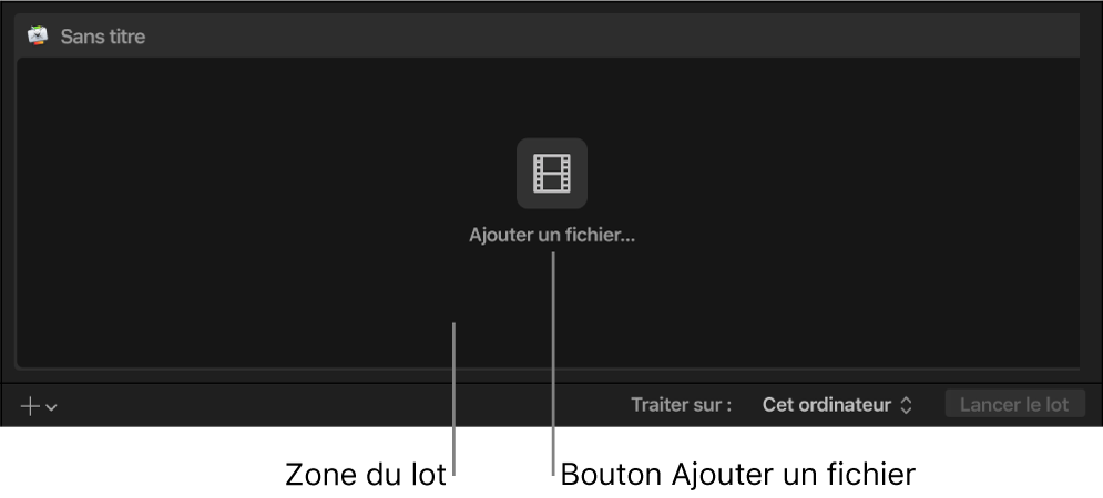 Zone du lot reprenant le bouton Ajouter un fichier