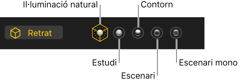 Opcions d’efectes d’il·luminació de retrat.