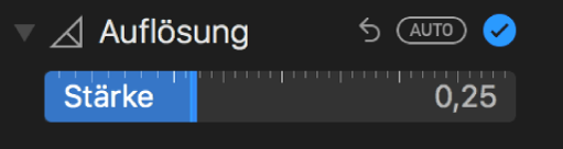 Der Regler „Auflösung“ im Bereich „Anpassen“.