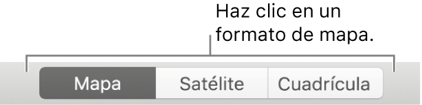 Botones de Mapa, Satélite y Cuadrícula.