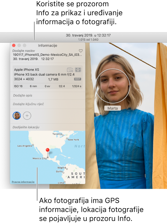Prozor Informacije za fotografiju.