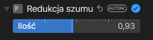 Suwak redukcji szumu w panelu Korekta.