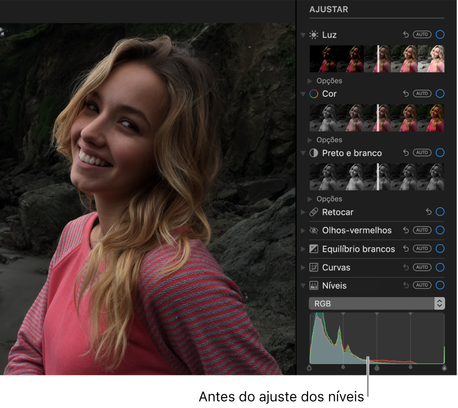 Uma fotografia antes dos ajustes de níveis.