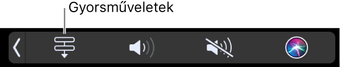 A Gyorsműveletek gomb a Touch Bar Control Stripjén.