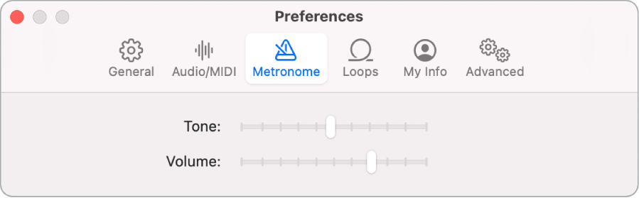 Preferències del metrònom.