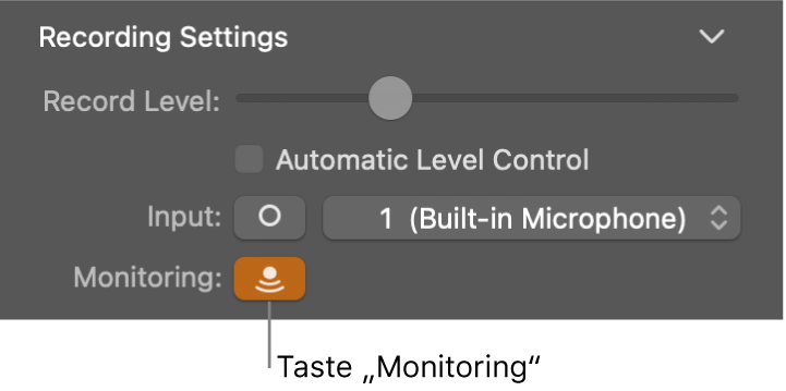 Taste „Eingangs-Monitoring“ im Informationsfenster „Smart Controls“