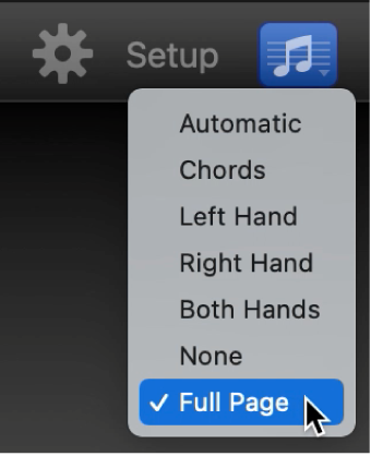 Choosing Full Page from Notation pop-up menu.