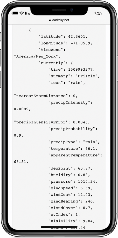 مثال لبيانات JSON.