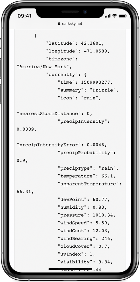 Een voorbeeld van JSON-gegevens.