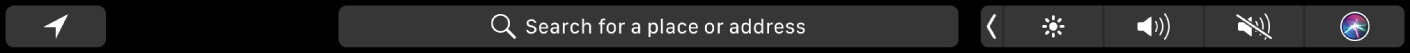 The Maps Touch Bar with buttons for current location and directions. The search bar is also displayed.