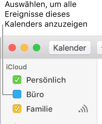 Das Feld eines Kalenders markieren, um all zugehörigen Ereignisse anzuzeigen