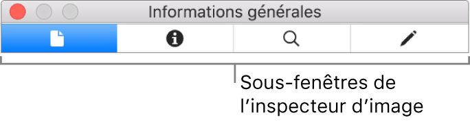 Sous-fenêtres de l’inspecteur d’images.