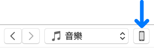 已選擇 iTunes 視窗上方附近的「裝置」按鈕。