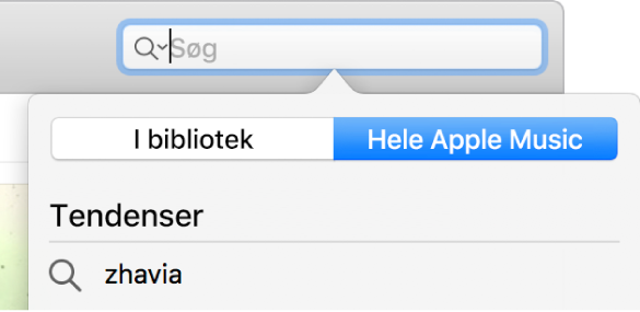 Søgefeltet til Apple Music.