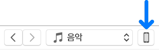 iTunes 윈도우 상단 부근에 있는 기기 버튼을 선택했습니다.