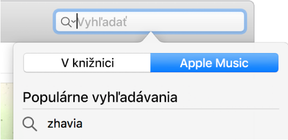 Vyhľadávacie pole na vyhľadávanie v Apple Music.