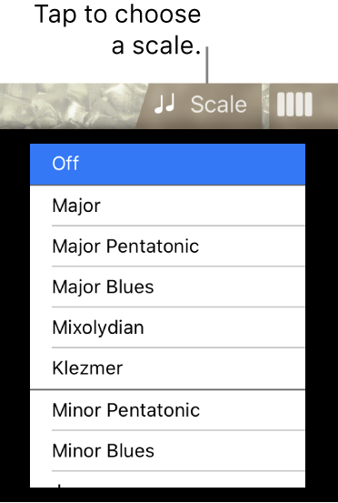 Bass Scale button and Scale list