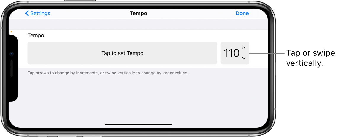 Tempo controls in Song settings