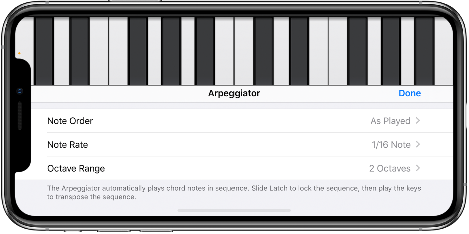 Regelaars voor keyboardarpeggiator