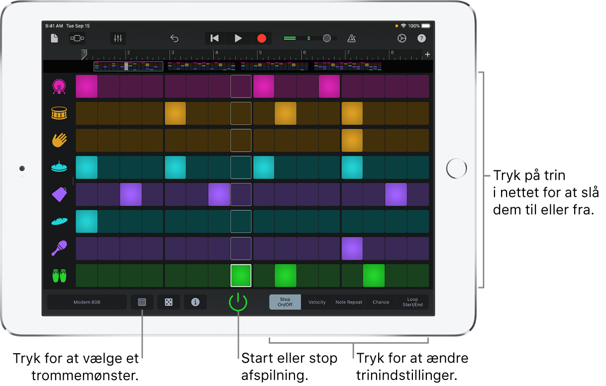 Touch-instrumentet Rytmesequencer