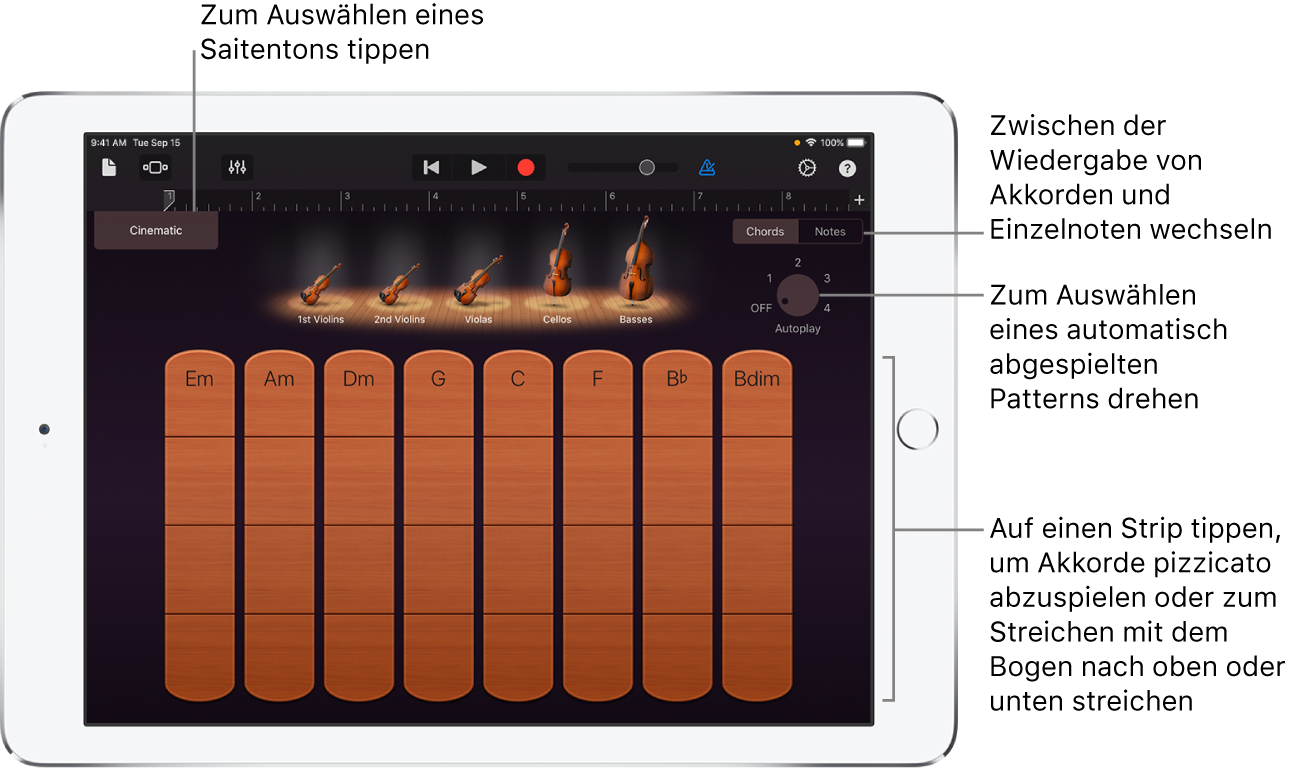 Touch-Instrument „Strings“