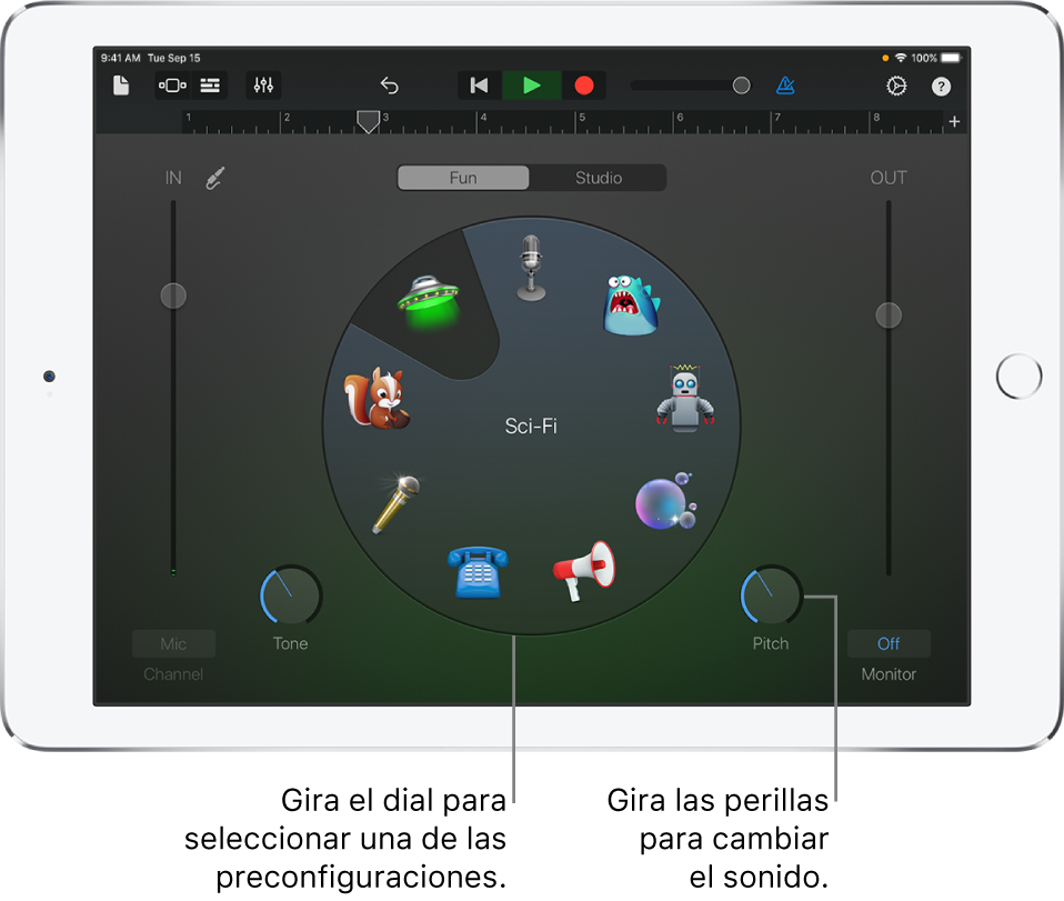 Preconfiguraciones de la vista Diversión