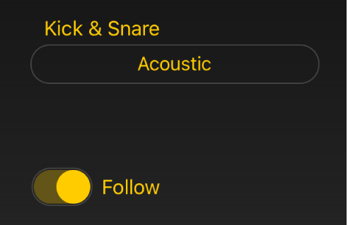 चित्र। Drummer में “अनुसरण करें” स्विच और मेनू।