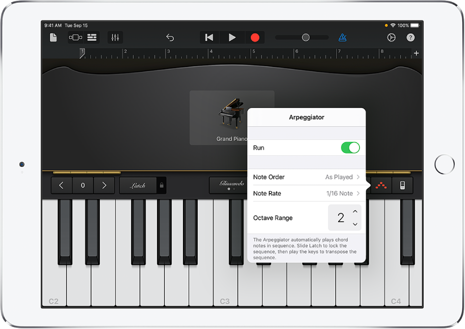 narzędzia Arpeggiatora instrumentu klawiszowego