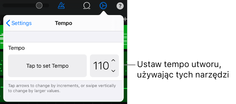 Ustawienia utworu z narzędziami zmiany tempa