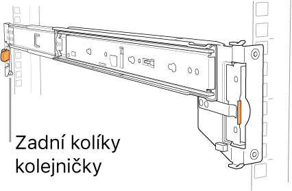 Sestava kolejniček s vyznačenou polohou zadních čepů