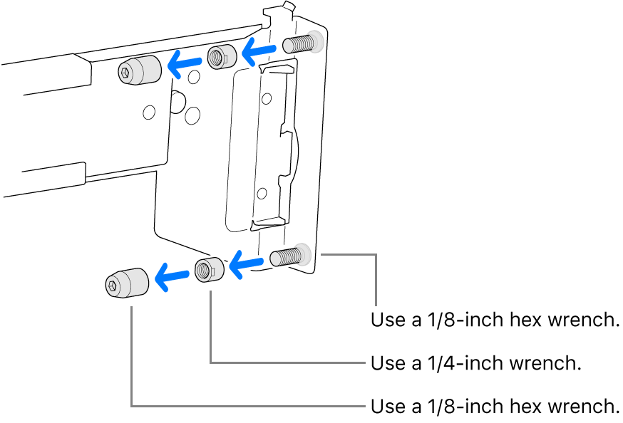 A rail assembly that fits into a threaded rack.