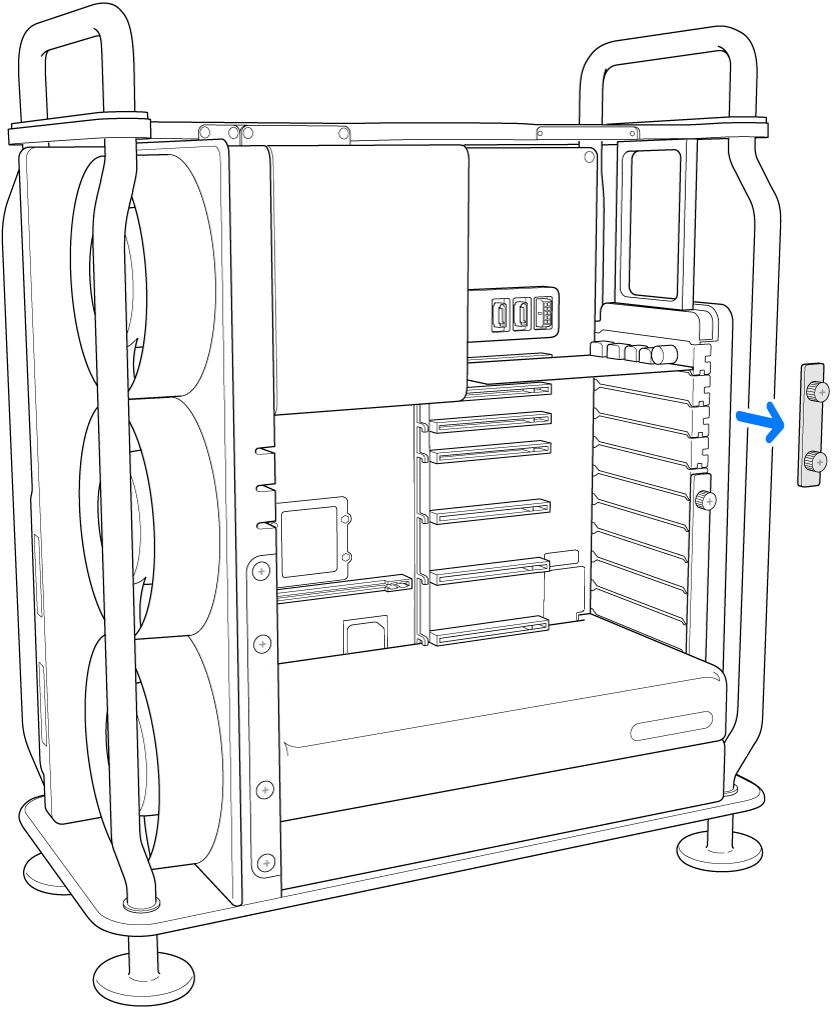 El soporte lateral extrayéndose.