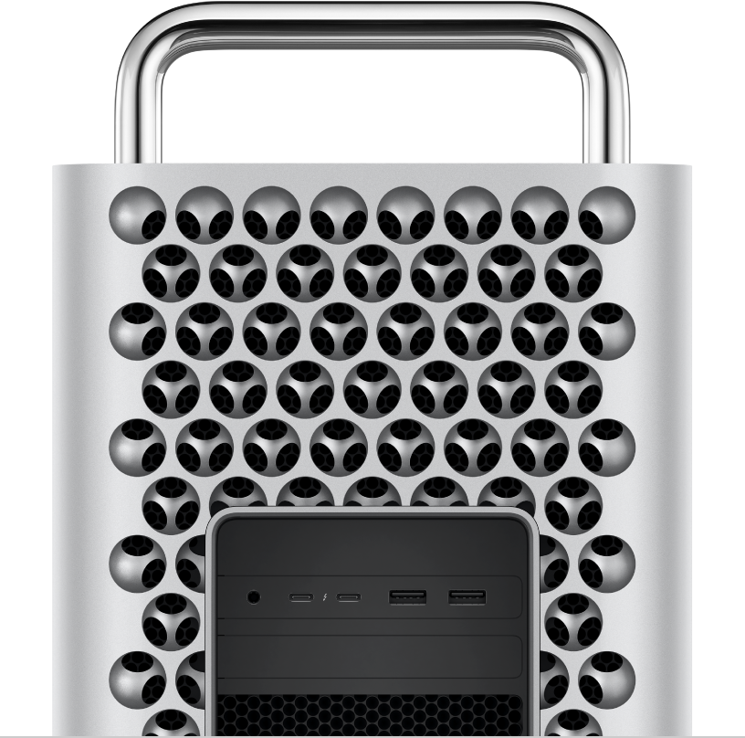 Vista de cerca de los puertos y conectores del Mac Pro.