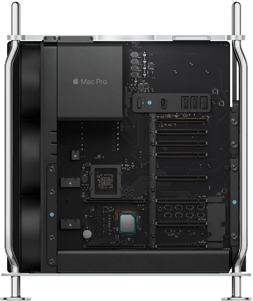 Vue interne du bâti du Mac Pro.