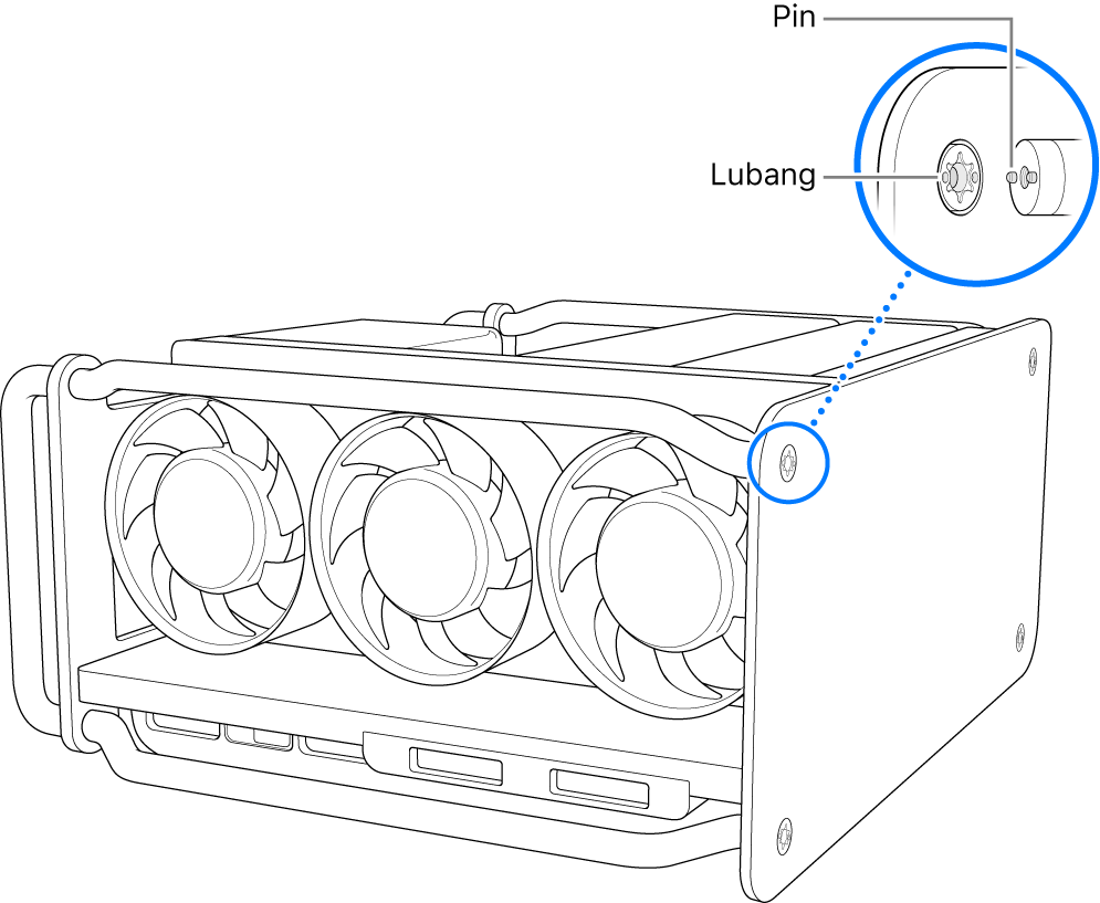 Sejajarkan pin dengan lubang.