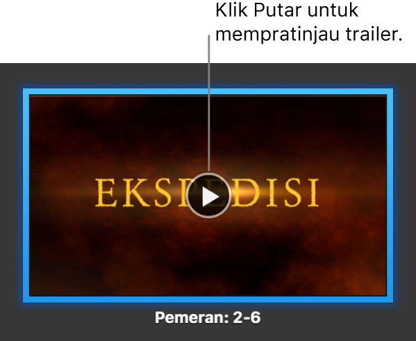 Layar trailer iMovie menampilkan tombol Putar.