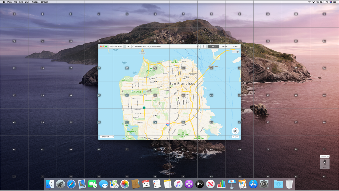 Map dibuka di Desktop dengan lapisan atas grid.