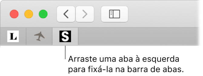 Uma janela do Safari mostrando como fixar uma aba na barra de abas.