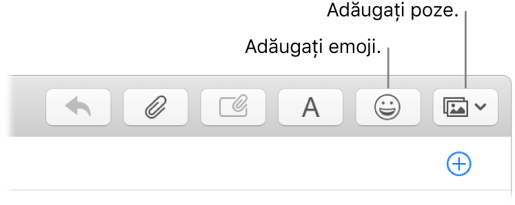 O fereastră de compunere afișând butoanele emoji și poze.