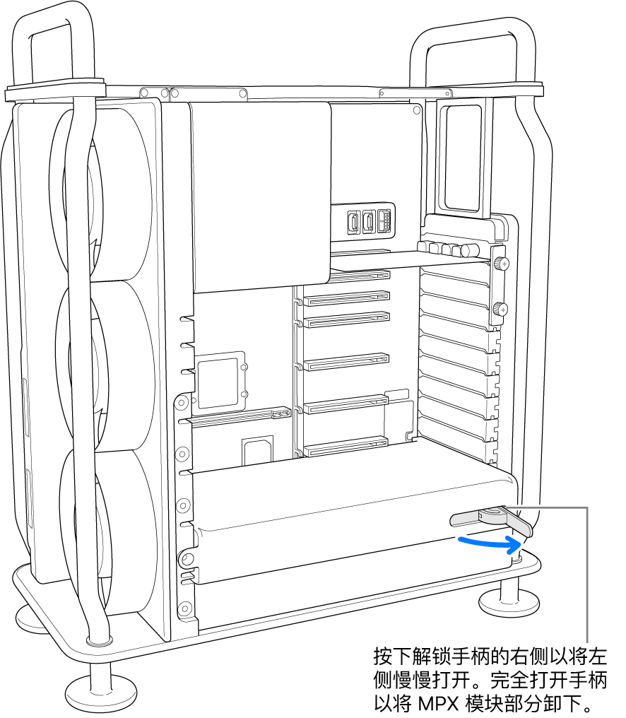 打开释放杆以使现有模块脱离。