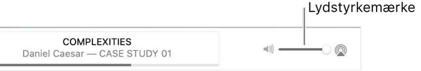 Mærket til justering af lydstyrke.