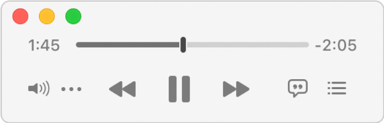 The smaller Music MiniPlayer, showing only the controls (and not the album artwork).