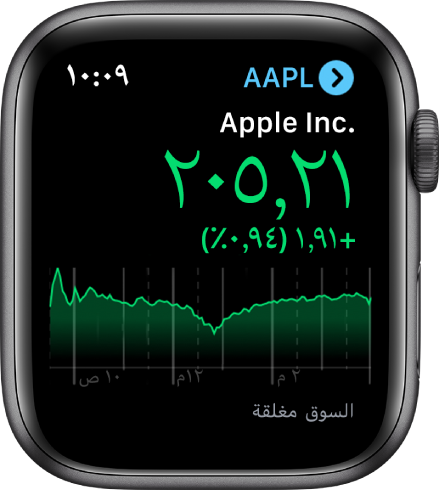 معلومات حول سهم في تطبيق الأسهم.