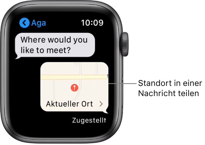 App „Nachrichten“ mit einer Karte mit dem Standort des Senders.