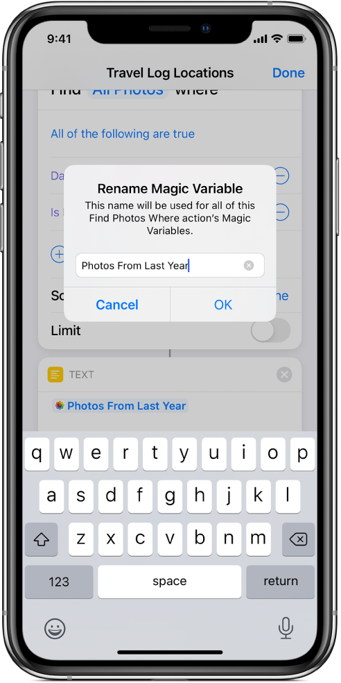 Rename Magic Variable dialog.