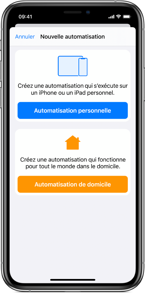 Nouvelle automatisation lorsqu’il en existe déjà dans l’app Raccourcis.