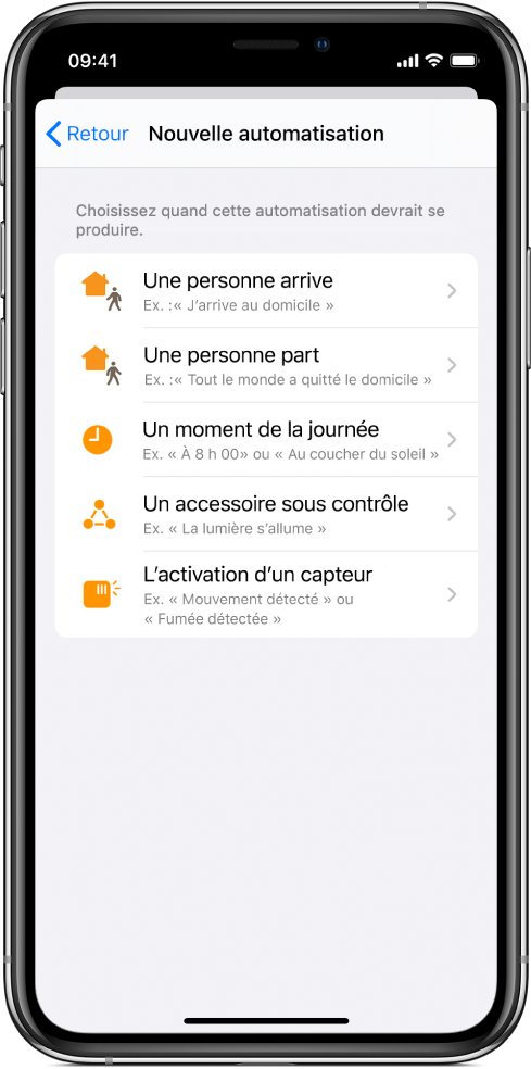 Automatisation Domicile dans l’app Raccourcis.